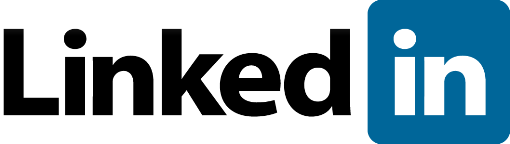 Logo van LinkedIn: het woord Linked in zwarte letters, gevolgd door “in” in wit op een blauw vierkant.
