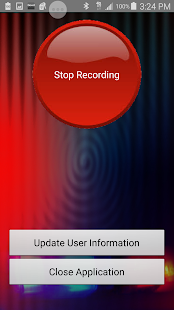 Schermafbeelding van DueyDialer met een rode knop “Stop Recording” om de audio-opname te stoppen.