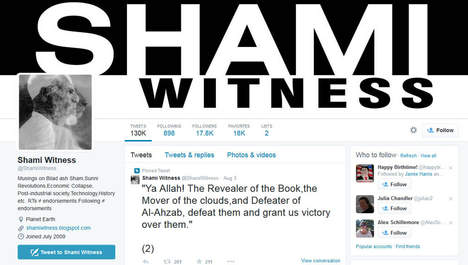 Twitterprofiel van Shami Witness met 17.600 volgers en een vastgezette tweet met een gebed om overwinning.