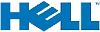 Het woord “HELL” in blauwe letters in de stijl van het Dell-logo, met een gekantelde E.